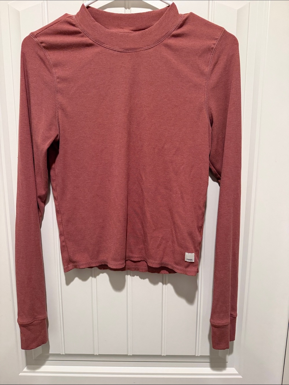 Vuori Long Sleeve Mock Neck Top in Dusty Rose